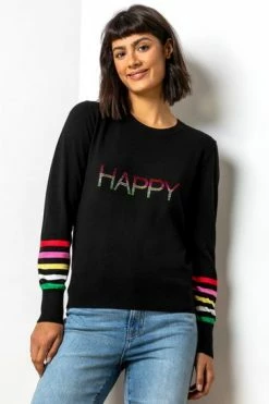 Roman Black Diamante Embellished Happy Jumper 11 Roman Black Diamante Embellished Happy Jumper -Roman Sales Shop unnamed file 8969