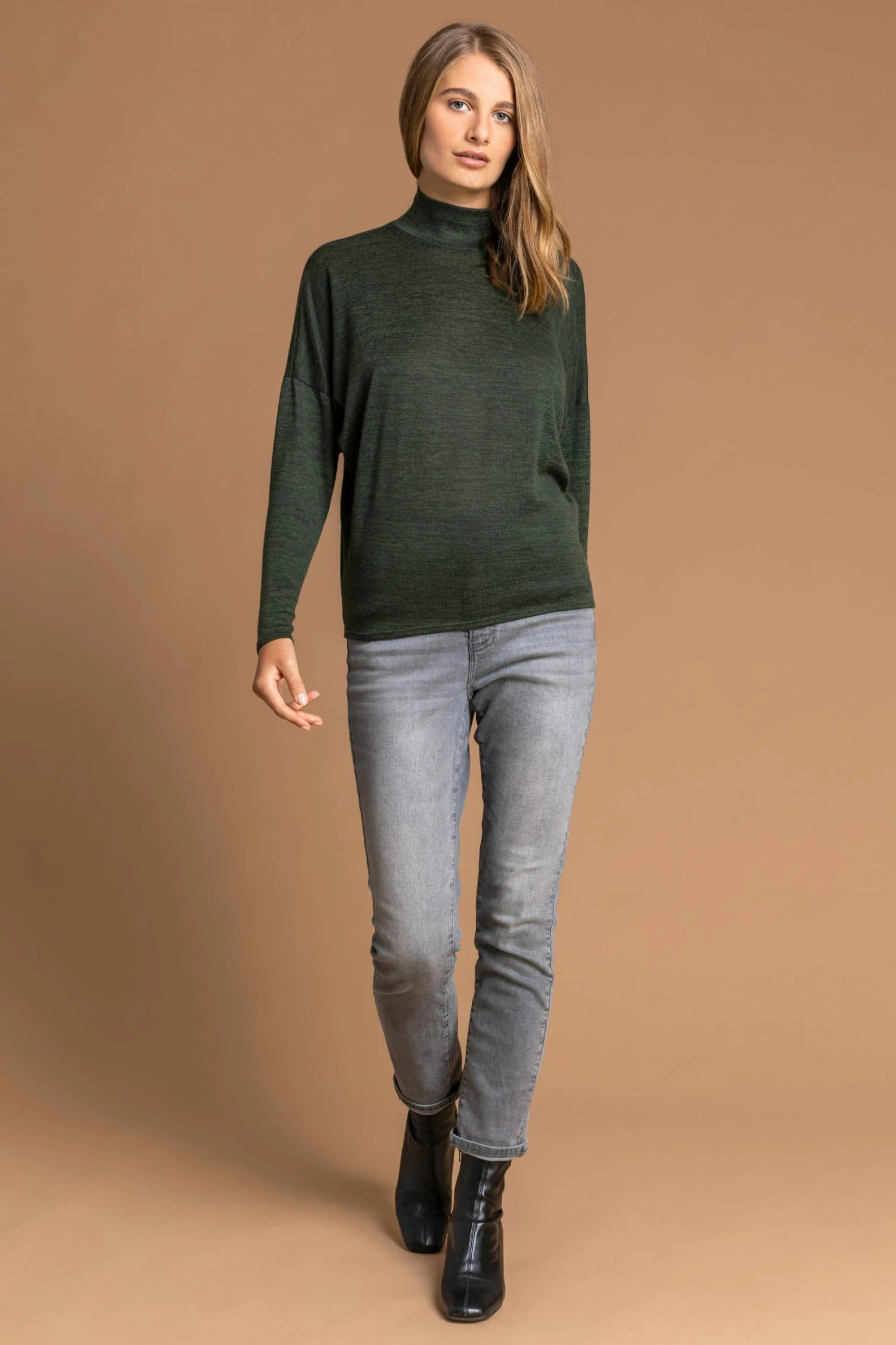 Roman Green Button Detail Turtle Neck Top 4 Roman Green Button Detail Turtle Neck Top - Image 2