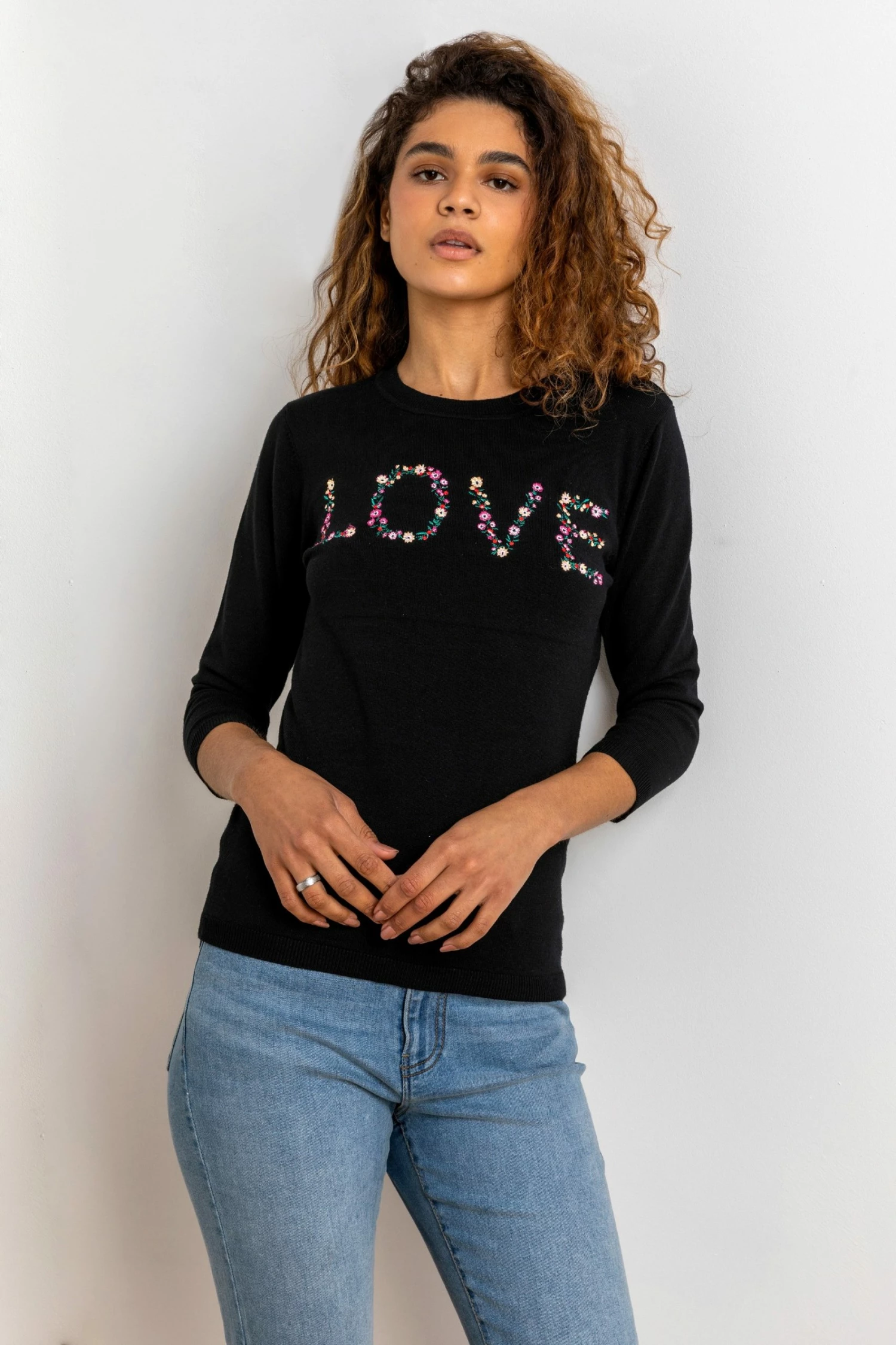 Roman Black Love Floral Embroidered Jumper 6 Roman Black Love Floral Embroidered Jumper - Image 4