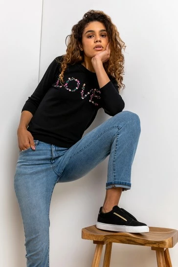 Roman Black Love Floral Embroidered Jumper 7 Roman Black Love Floral Embroidered Jumper - Image 5