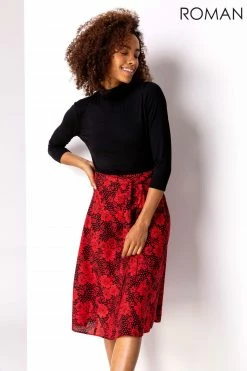 Roman Red Floral Print Fit And Flare Dress 9 Roman Red Floral Print Fit And Flare Dress -Roman Sales Shop unnamed file 90