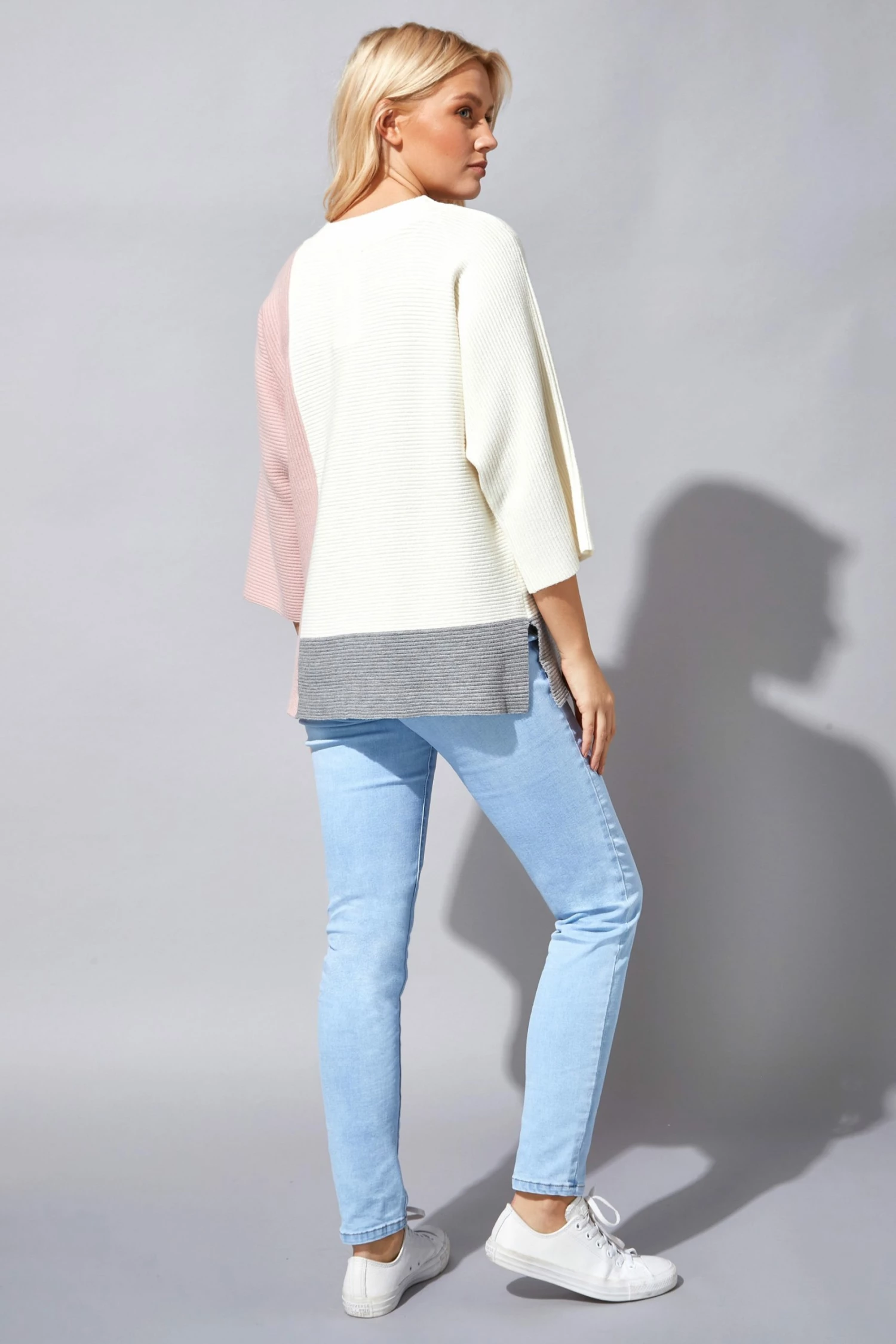 Roman Pink Colour Block Ribbed Jumper 5 Roman Pink Colour Block Ribbed Jumper - Image 3