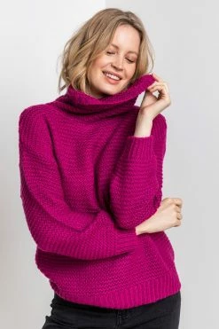Roman Pink Textured Roll Neck Jumper