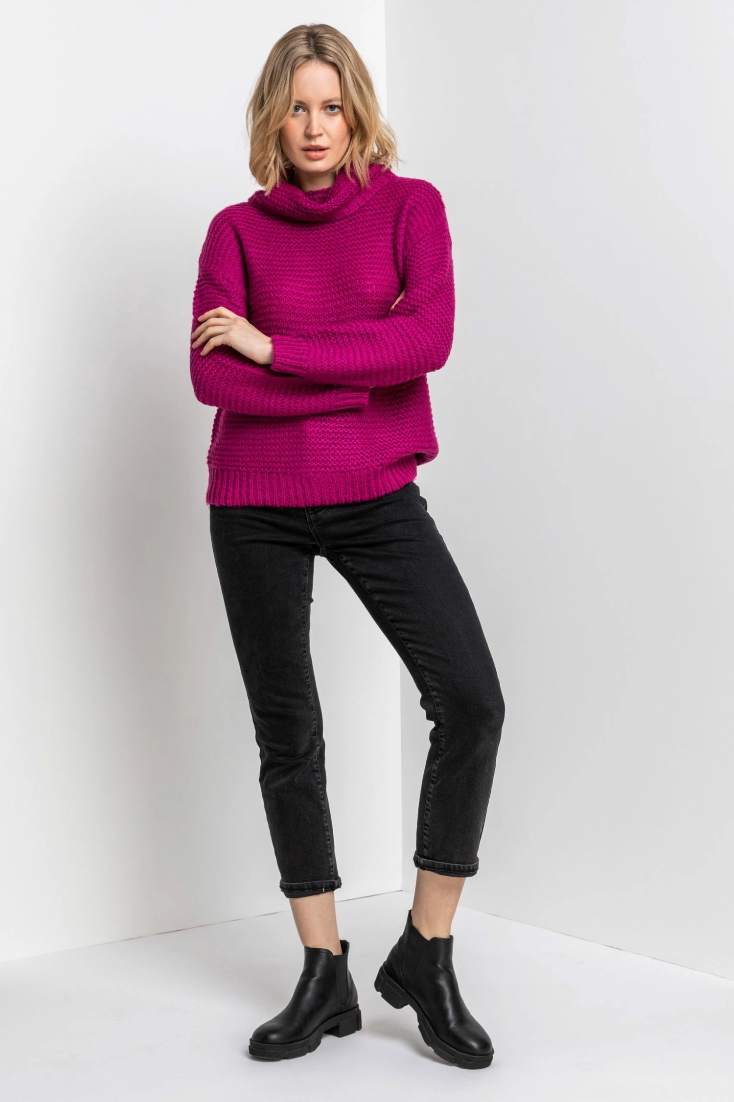 Roman Pink Textured Roll Neck Jumper 4 Roman Pink Textured Roll Neck Jumper - Image 2