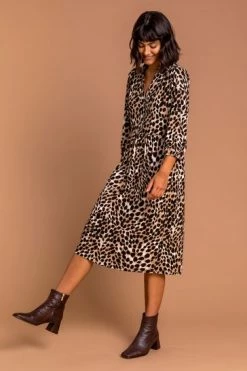 Roman Brown Animal Print Midi Shirt Dress 11 Roman Brown Animal Print Midi Shirt Dress -Roman Sales Shop unnamed file 901