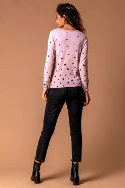 Roman Pink Heart Print Embellished Jumper 9 Roman Pink Heart Print Embellished Jumper -Roman Sales Shop unnamed file 9014