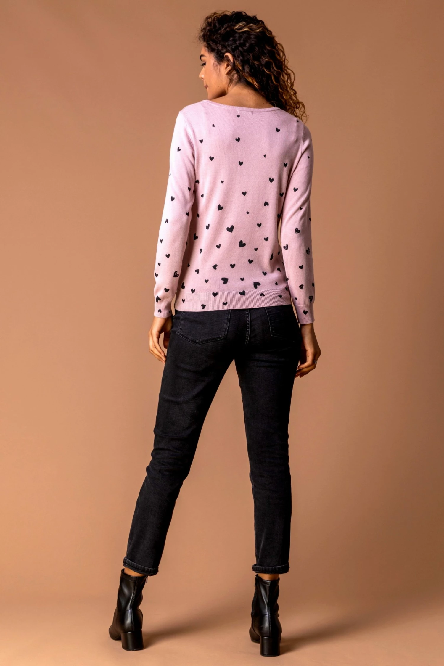 Roman Pink Heart Print Embellished Jumper 5 Roman Pink Heart Print Embellished Jumper - Image 3