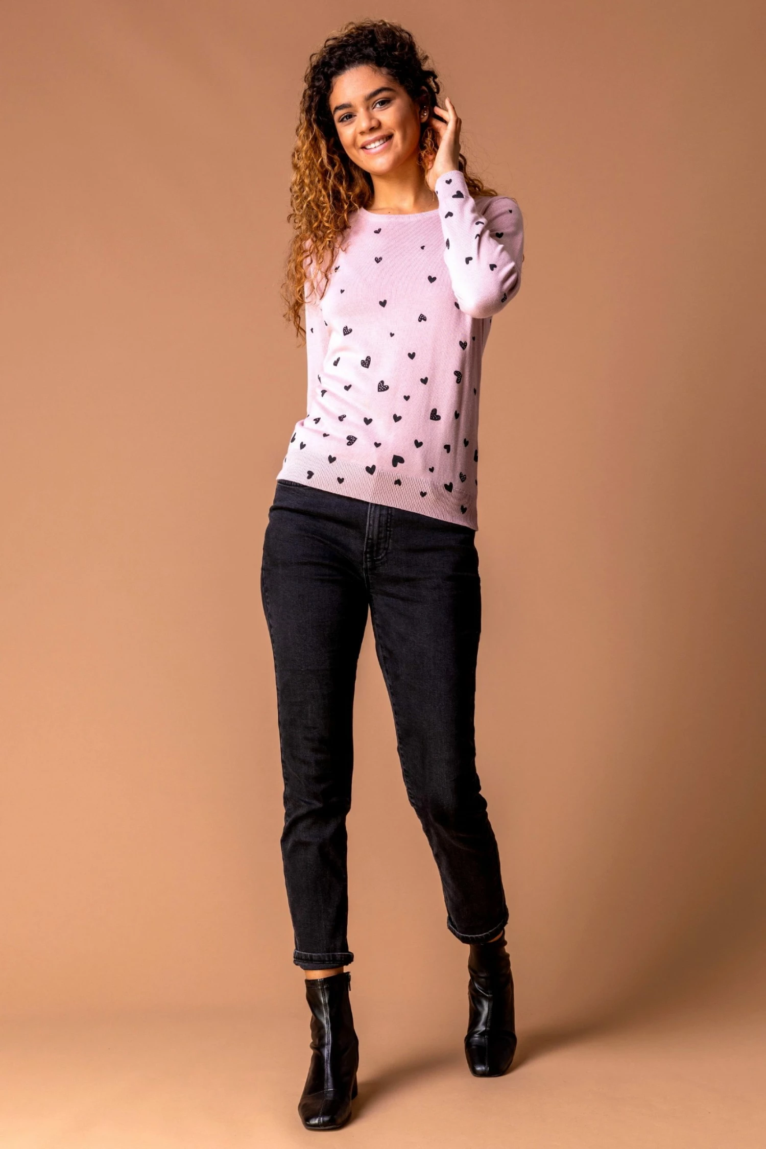 Roman Pink Heart Print Embellished Jumper 6 Roman Pink Heart Print Embellished Jumper - Image 4