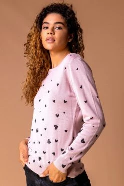 Roman Pink Heart Print Embellished Jumper 11 Roman Pink Heart Print Embellished Jumper -Roman Sales Shop unnamed file 9016