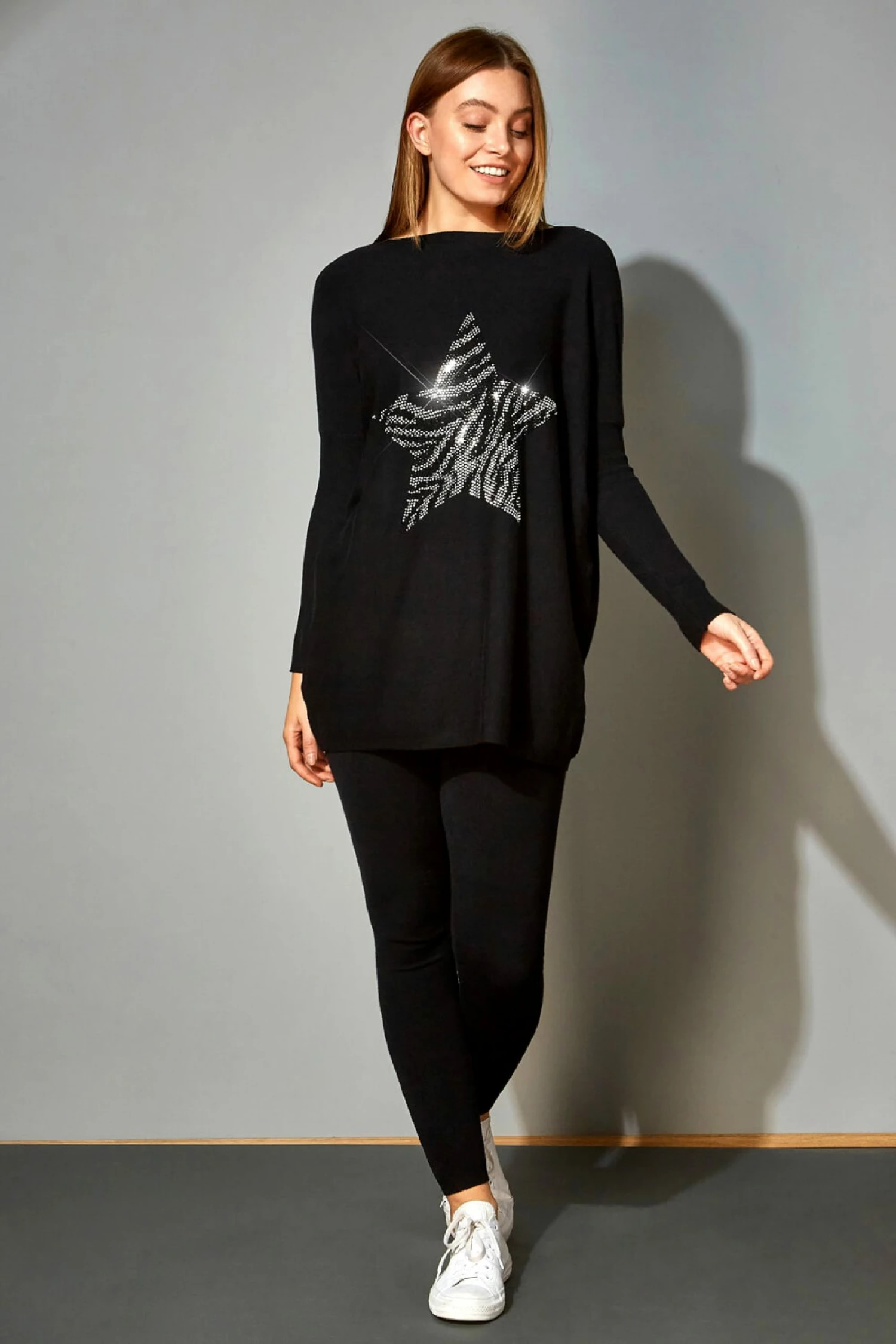 Roman Black Animal Star Embellished Lounge Jumper 4 Roman Black Animal Star Embellished Lounge Jumper - Image 2