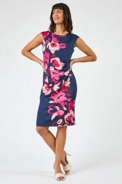 Roman Blue Floral Print Fitted Scuba Dress 9 Roman Blue Floral Print Fitted Scuba Dress -Roman Sales Shop unnamed file 904