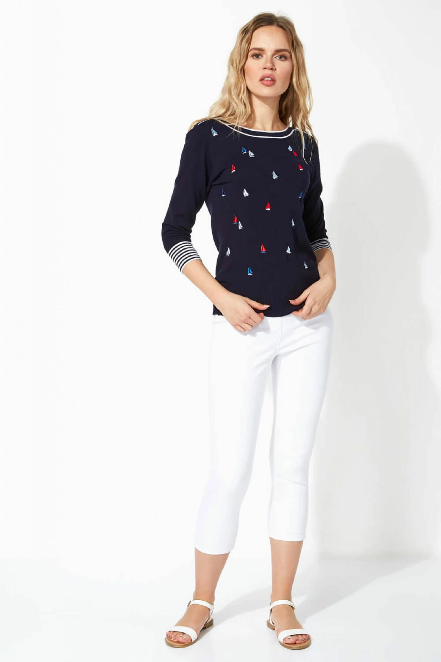 Roman Blue Boat Embroidered Jumper 4 Roman Blue Boat Embroidered Jumper - Image 2