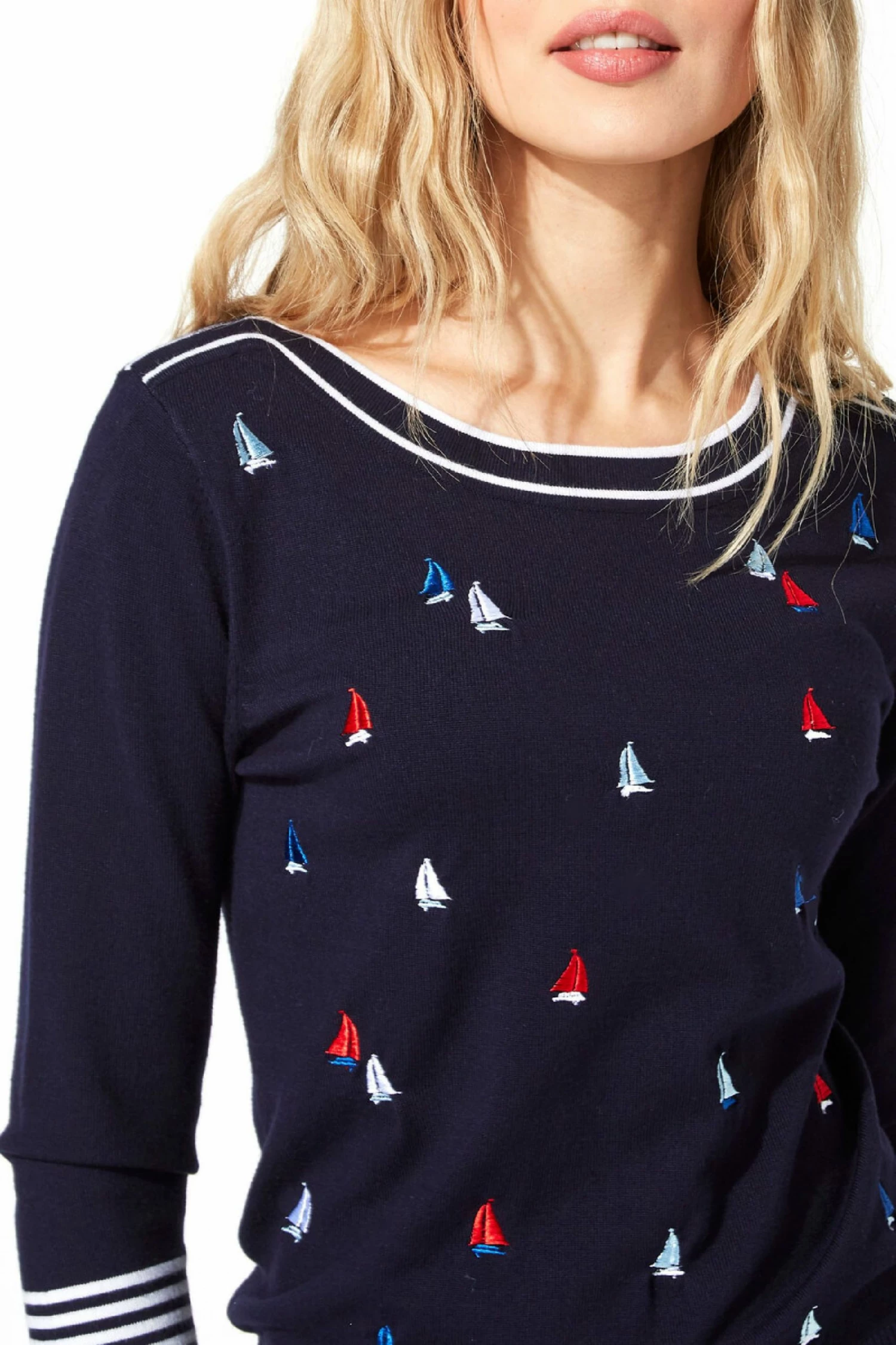 Roman Blue Boat Embroidered Jumper 6 Roman Blue Boat Embroidered Jumper - Image 4