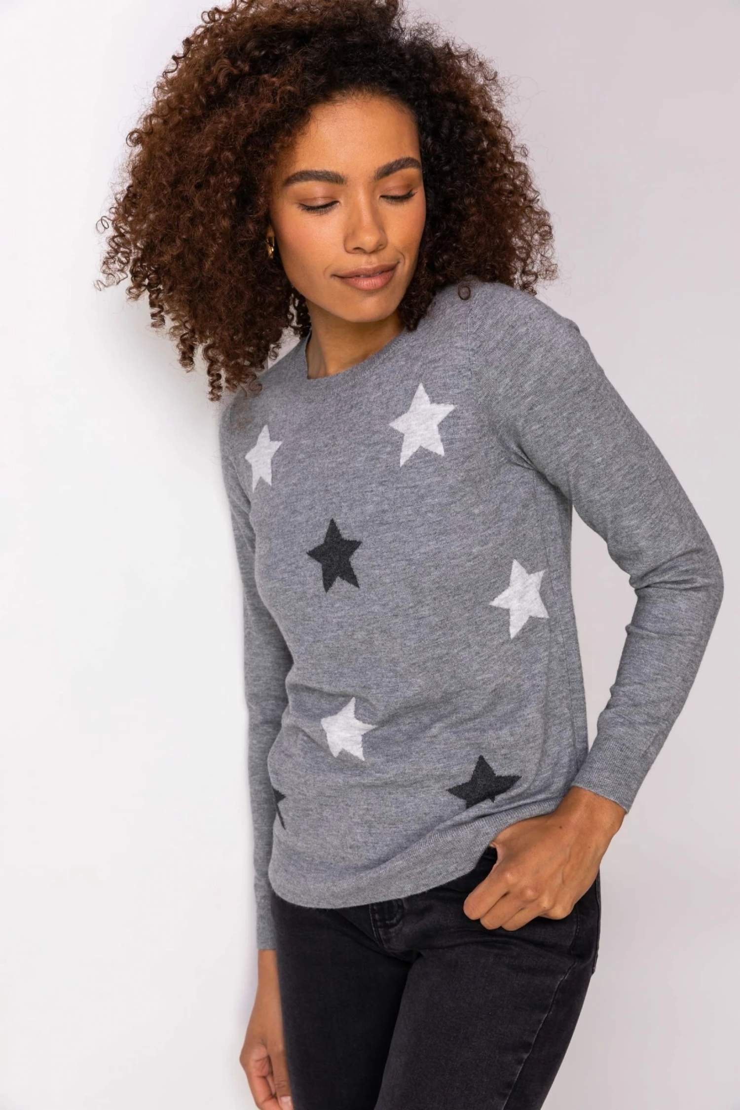 Roman Grey Star Print Crew Neck Jumper 3 Roman Grey Star Print Crew Neck Jumper