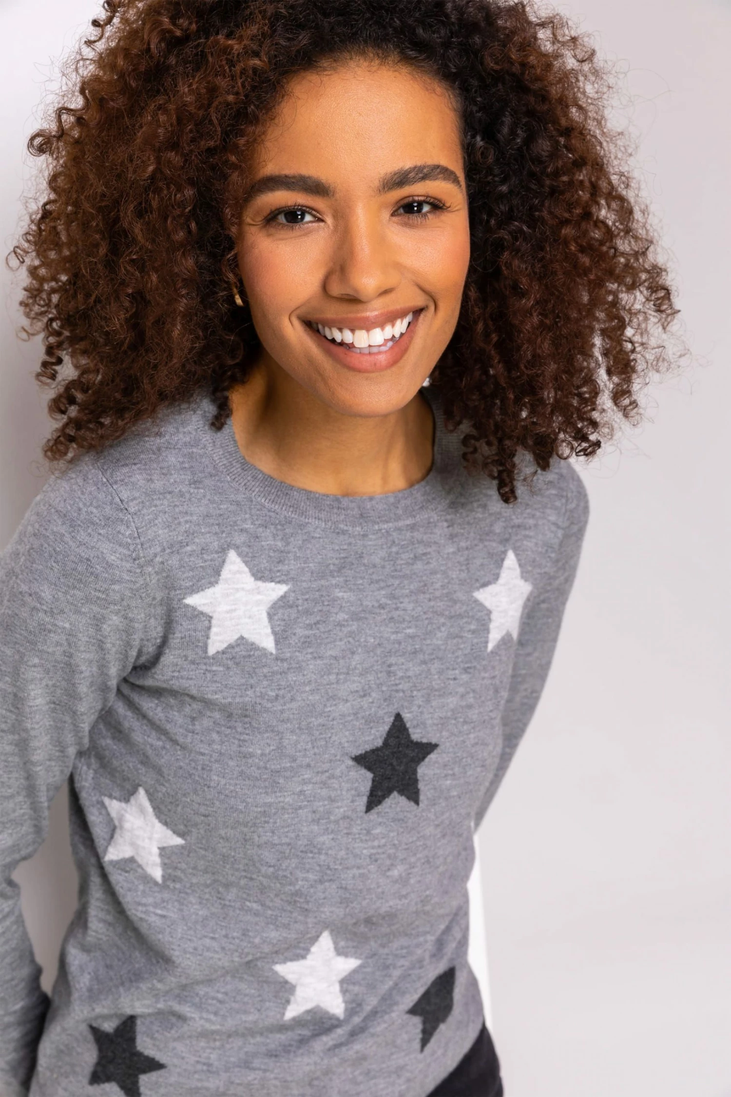 Roman Grey Star Print Crew Neck Jumper 6 Roman Grey Star Print Crew Neck Jumper - Image 4