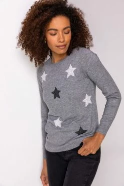 Roman Grey Star Print Crew Neck Jumper 16 Roman Grey Star Print Crew Neck Jumper -Roman Sales Shop unnamed file 9068