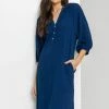 Roman Blue Buttoned Notch Neck A-Line Dress 2 Roman Blue Buttoned Notch Neck A-Line Dress -Roman Sales Shop unnamed file 907