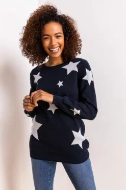 Roman Grey Star Print Crew Neck Jumper 18 Roman Grey Star Print Crew Neck Jumper -Roman Sales Shop unnamed file 9070