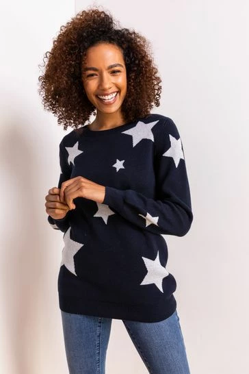 Roman Grey Star Print Crew Neck Jumper 10 Roman Grey Star Print Crew Neck Jumper - Image 8