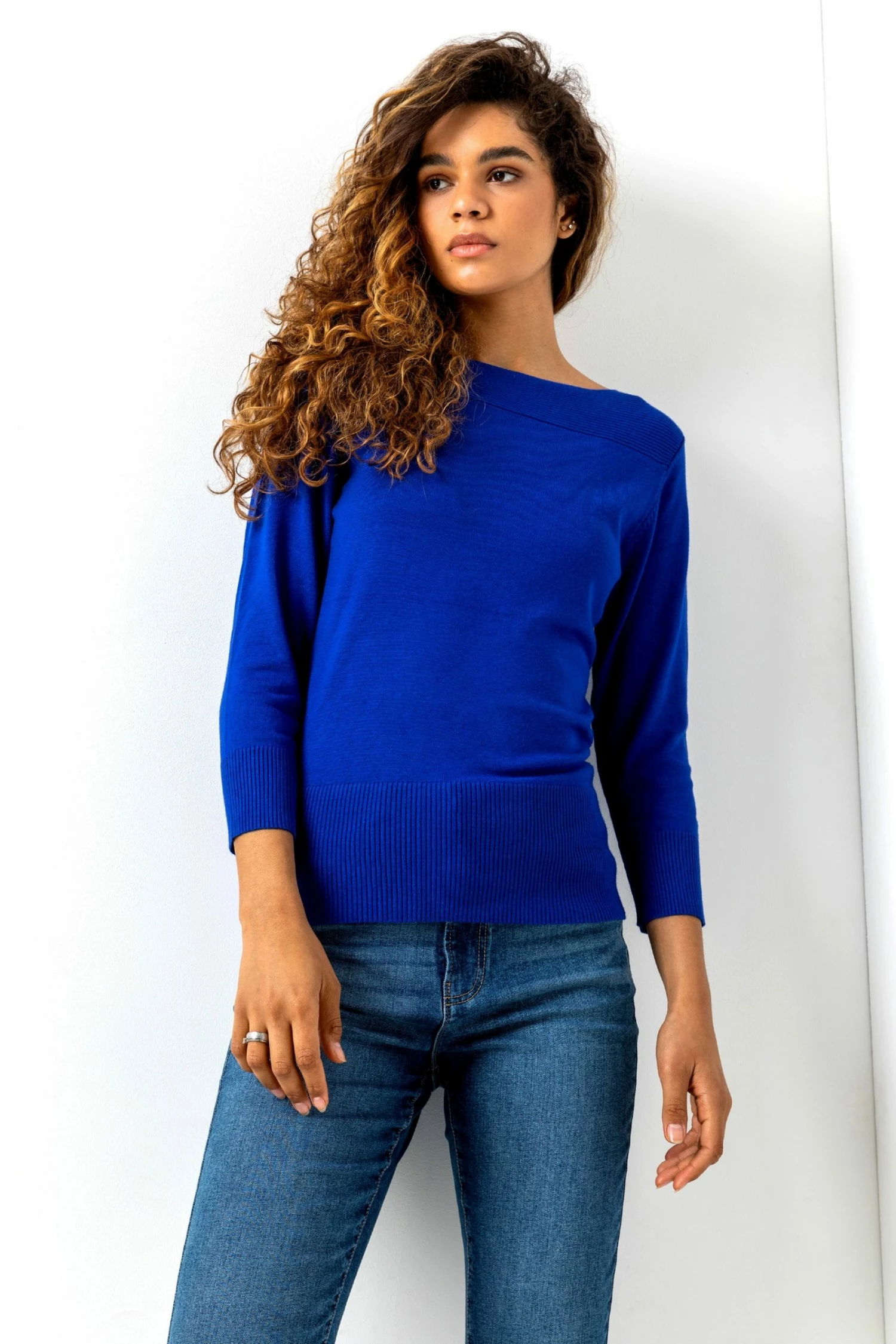 Roman Blue Slash Neck Jumper 5 Roman Blue Slash Neck Jumper - Image 3