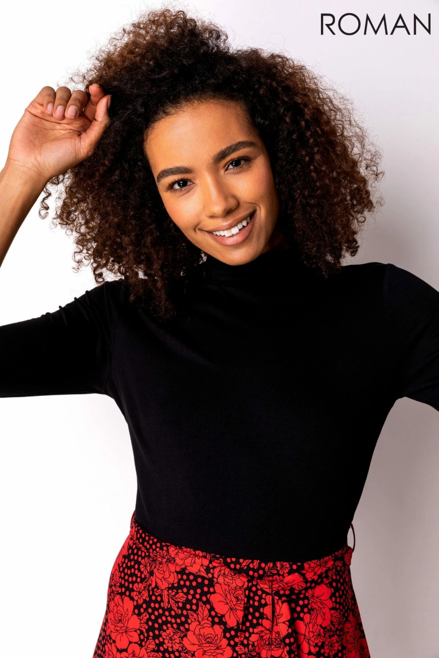 Roman Red Floral Print Fit And Flare Dress 6 Roman Red Floral Print Fit And Flare Dress - Image 4