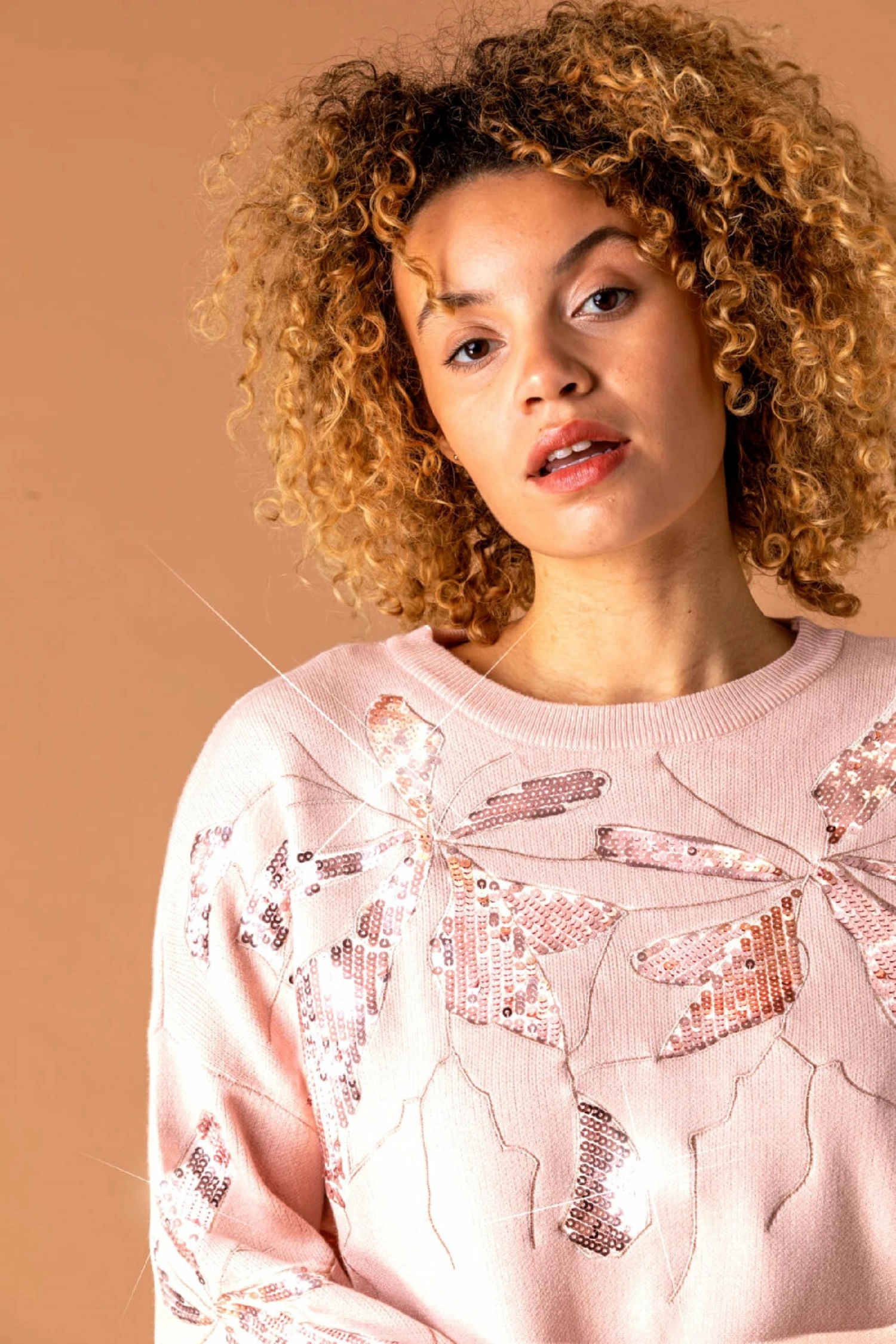Roman Pink Floral Sequin Embellished Jumper 7 Roman Pink Floral Sequin Embellished Jumper - Image 5