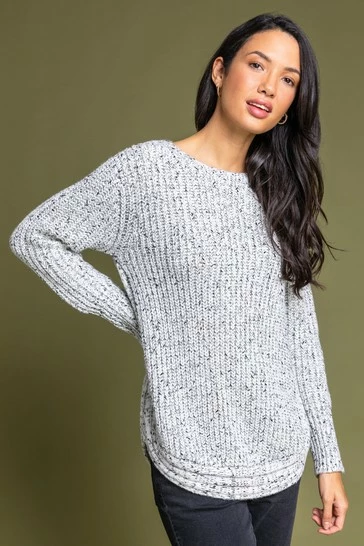 Roman Black Curved Hem Stitch Detail Jumper 9 Roman Black Curved Hem Stitch Detail Jumper - Image 7