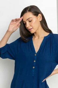 Roman Blue Buttoned Notch Neck A-Line Dress 12 Roman Blue Buttoned Notch Neck A-Line Dress -Roman Sales Shop unnamed file 911
