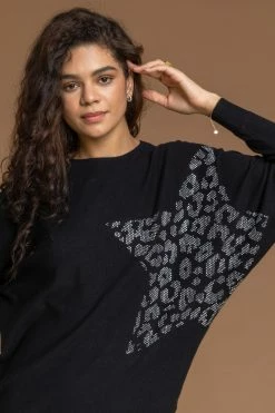 Roman Black Animal Star Embellished Sparkle Jumper 10 Roman Black Animal Star Embellished Sparkle Jumper -Roman Sales Shop unnamed file 9112