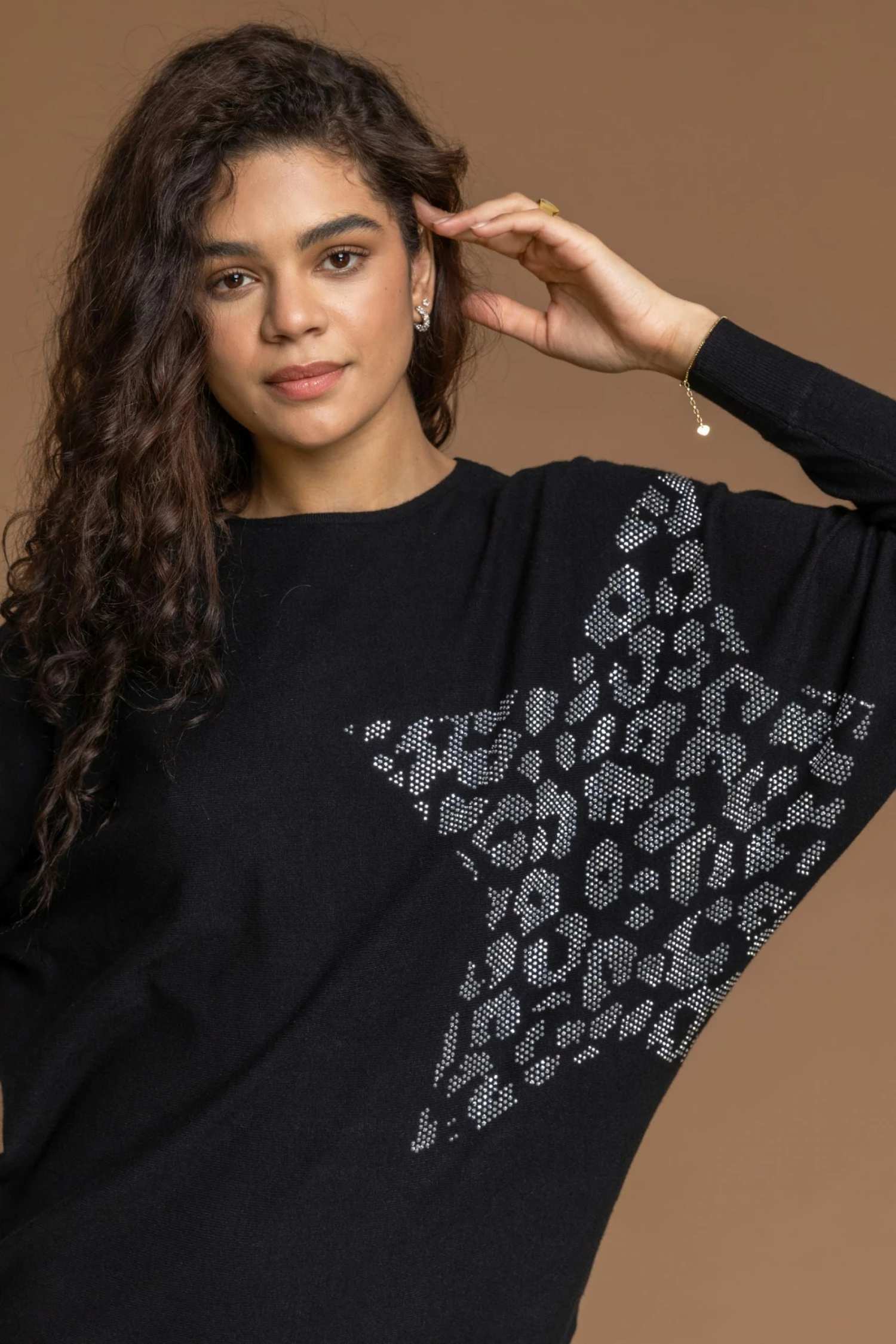 Roman Black Animal Star Embellished Sparkle Jumper 6 Roman Black Animal Star Embellished Sparkle Jumper - Image 4