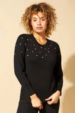 Roman Black Originals Heart Embroidered Jumper