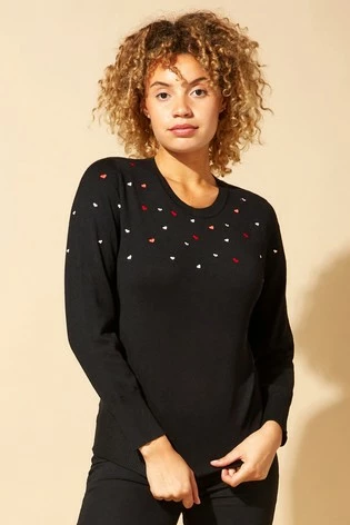 Roman Black Originals Heart Embroidered Jumper 7 Roman Black Originals Heart Embroidered Jumper - Image 5