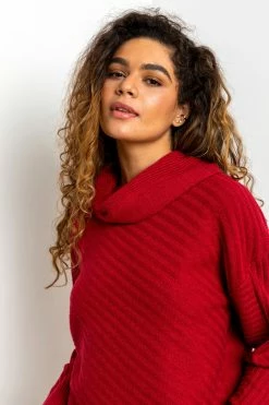 Roman Red Textured Cowl Neck Jumper -Roman Sales Shop unnamed file 9132