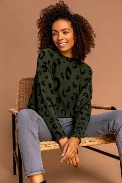 Roman Pink Animal Print Scoop Neck Jumper -Roman Sales Shop unnamed file 9144