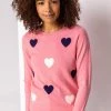 Roman Pink Heart Print Crew Neck Jumper -Roman Sales Shop unnamed file 9145
