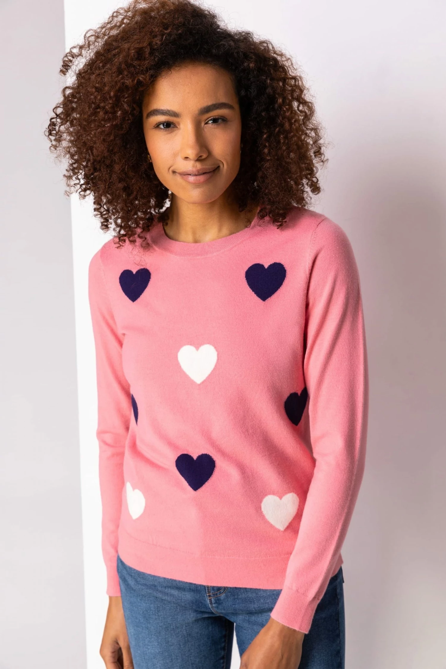 Roman Pink Heart Print Crew Neck Jumper 3 Roman Pink Heart Print Crew Neck Jumper