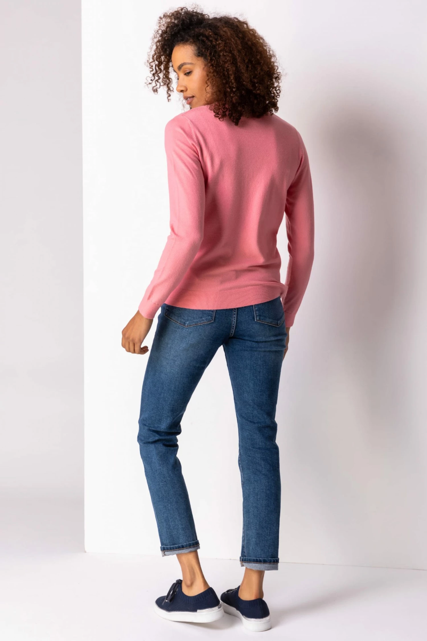 Roman Pink Heart Print Crew Neck Jumper 4 Roman Pink Heart Print Crew Neck Jumper - Image 2