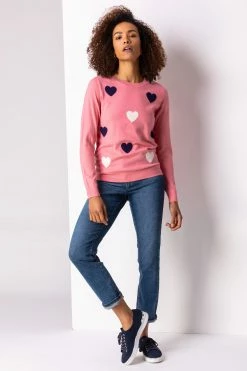 Roman Pink Heart Print Crew Neck Jumper 10 Roman Pink Heart Print Crew Neck Jumper -Roman Sales Shop unnamed file 9147