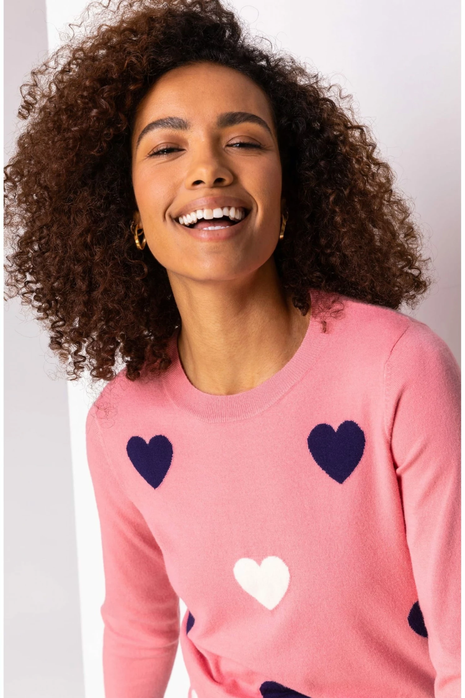 Roman Pink Heart Print Crew Neck Jumper 6 Roman Pink Heart Print Crew Neck Jumper - Image 4