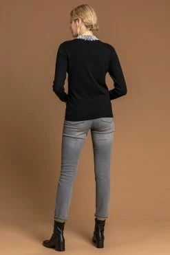 Roman Black Faux Pearl Embellished High Neck Jumper -Roman Sales Shop unnamed file 9153