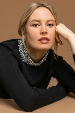 Roman Black Faux Pearl Embellished High Neck Jumper -Roman Sales Shop unnamed file 9155