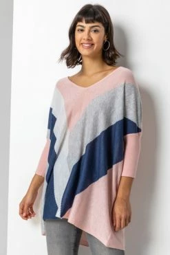 Roman Pink Oversized Colourblock Longline Jumper 11 Roman Pink Oversized Colourblock Longline Jumper -Roman Sales Shop unnamed file 9161