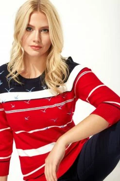 Roman Red Nautical Bird Embroidered Stripe Jumper -Roman Sales Shop unnamed file 9170