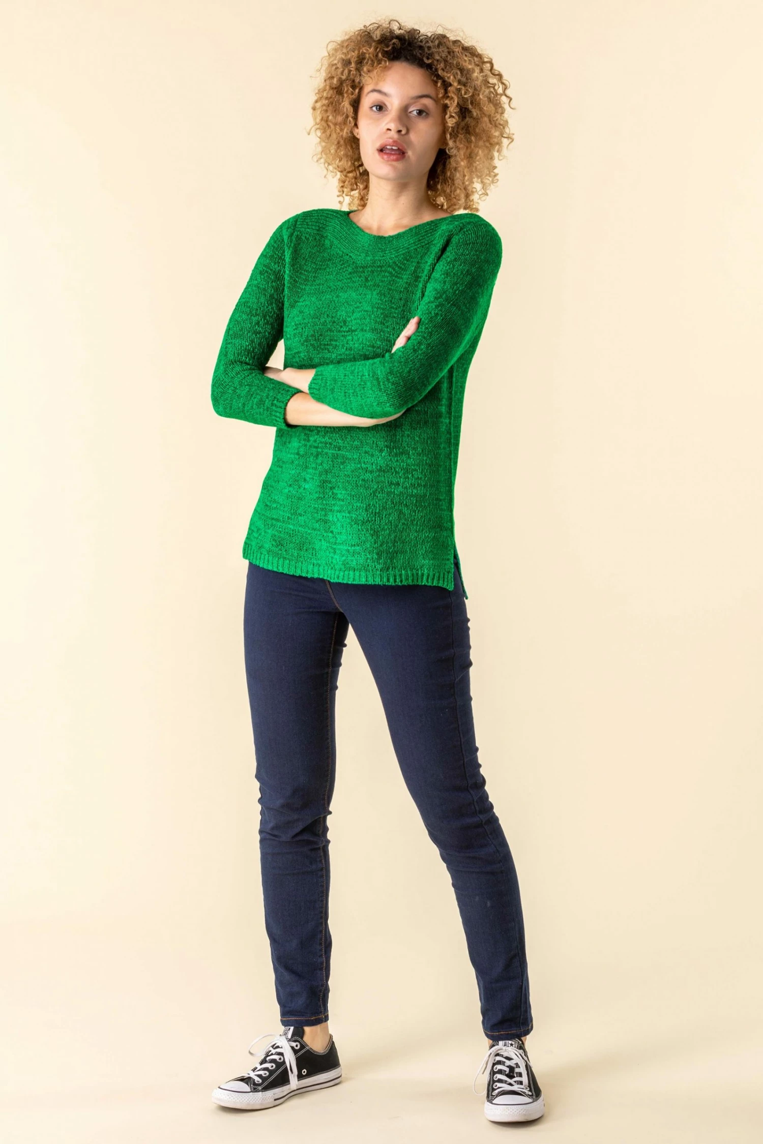 Roman Green Textured Slash Neck Jumper 4 Roman Green Textured Slash Neck Jumper - Image 2