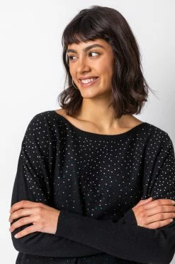 Roman Black Sparkle Embellished Wide Hem Jumper -Roman Sales Shop unnamed file 9190