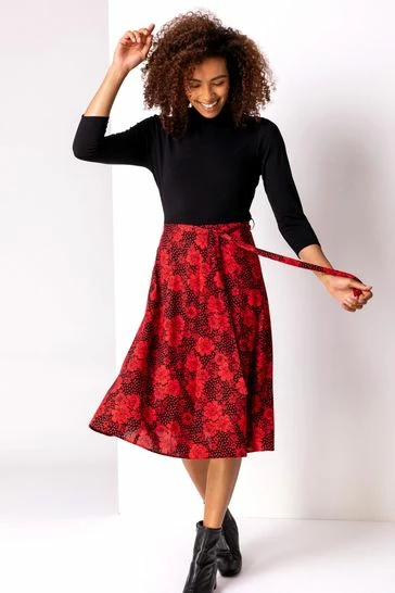 Roman Red Floral Print Fit And Flare Dress 7 Roman Red Floral Print Fit And Flare Dress - Image 5