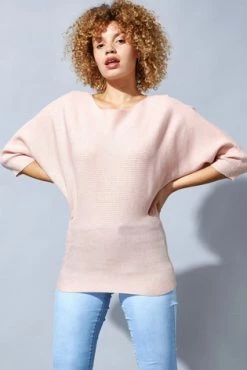 Roman Light Pink Ribbed Batwing Jumper -Roman Sales Shop unnamed file 9203