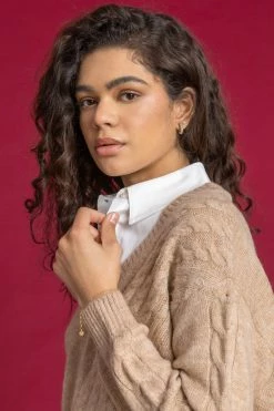 Roman Brown Shirt Collared Cable Knit Jumper 12 Roman Brown Shirt Collared Cable Knit Jumper -Roman Sales Shop unnamed file 9208