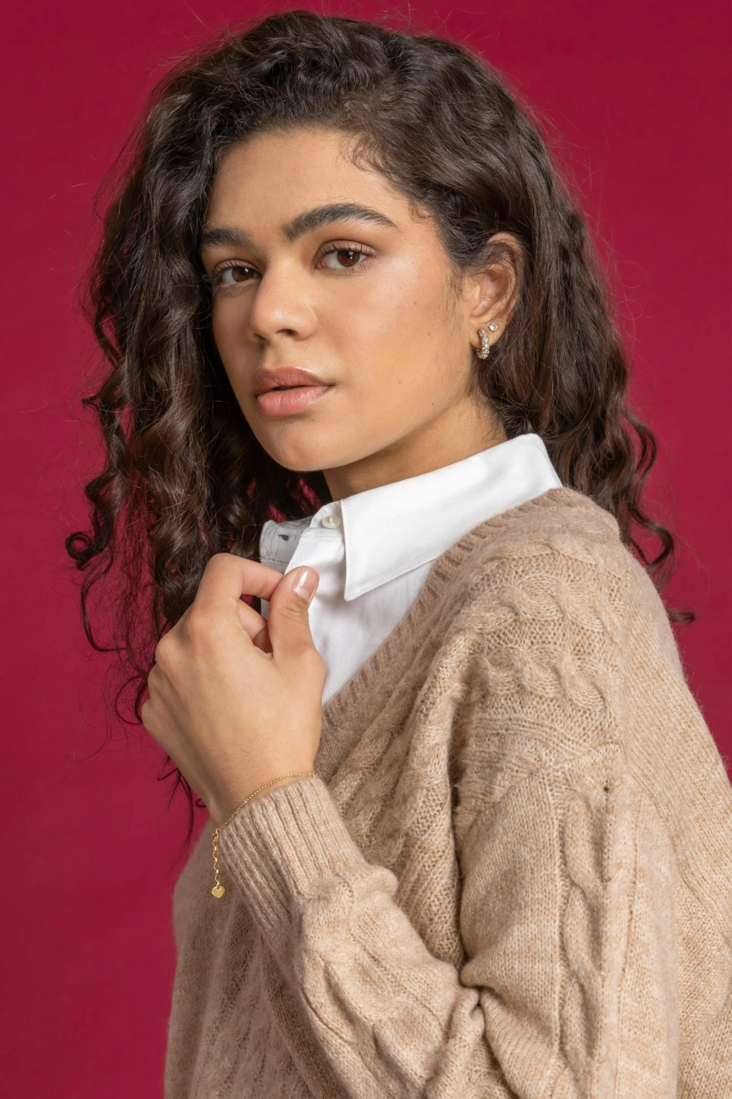 Roman Brown Shirt Collared Cable Knit Jumper 7 Roman Brown Shirt Collared Cable Knit Jumper - Image 5