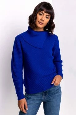 Roman Blue Textured Knit Split Neck Jumper 12 Roman Blue Textured Knit Split Neck Jumper -Roman Sales Shop unnamed file 9214